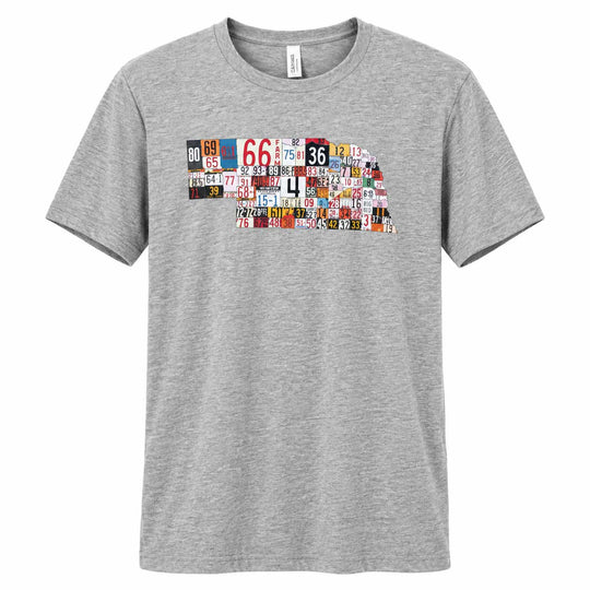 Gray license plate Nebraska shirt