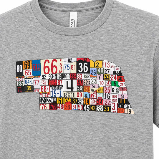 Gray license plate Nebraska shirt