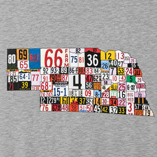 Gray license plate Nebraska shirt