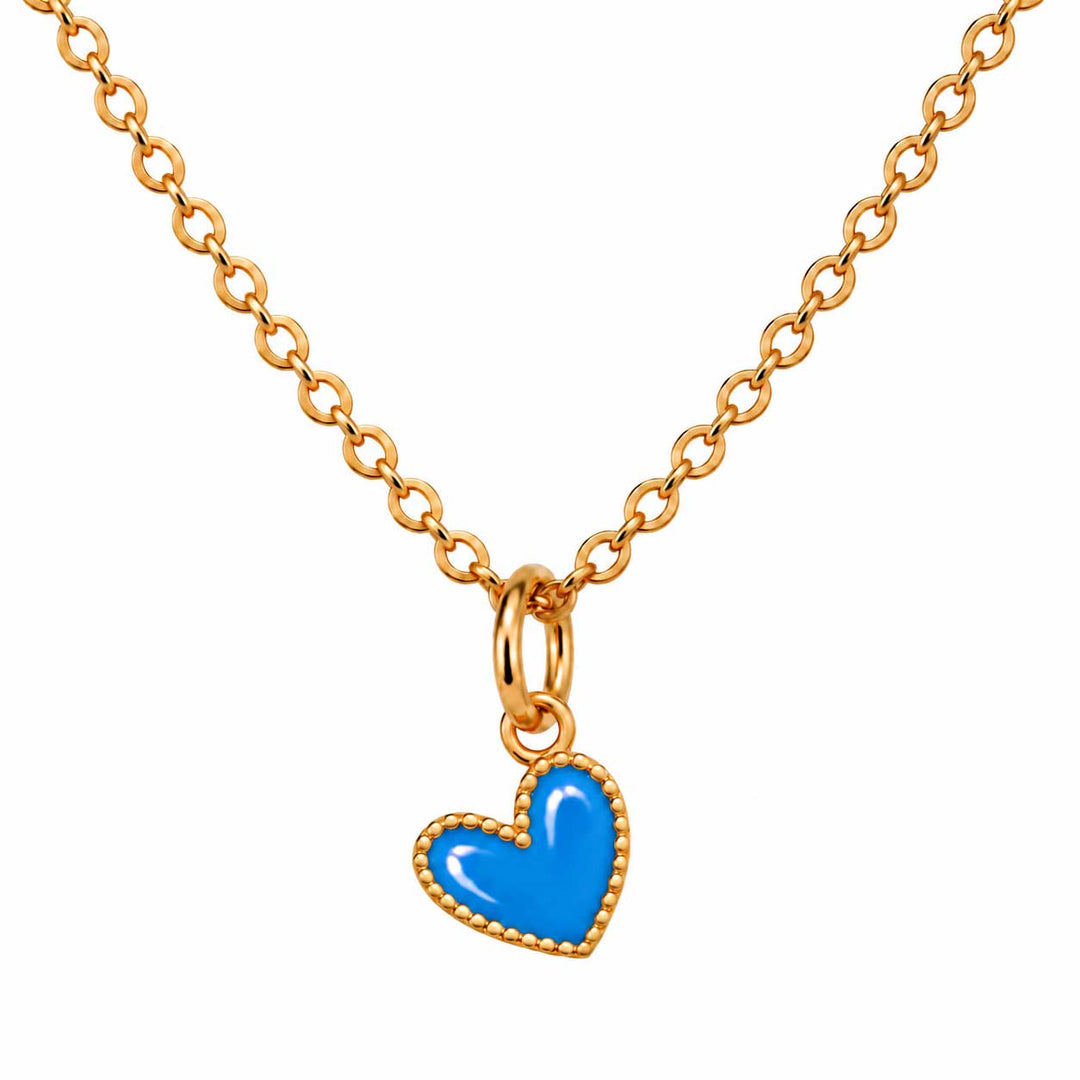light blue enamel heart necklace