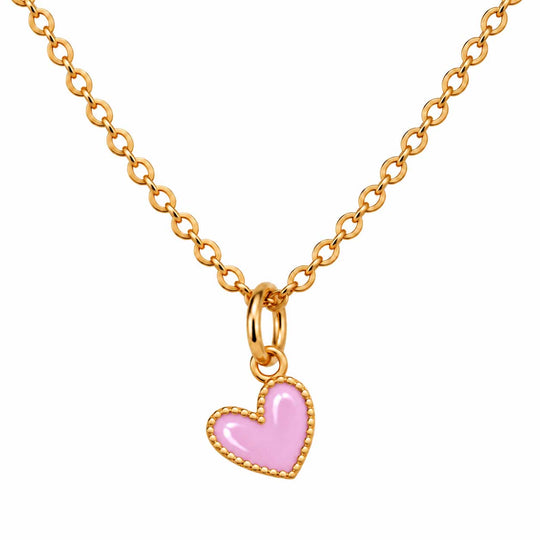 pink enamel heart necklace