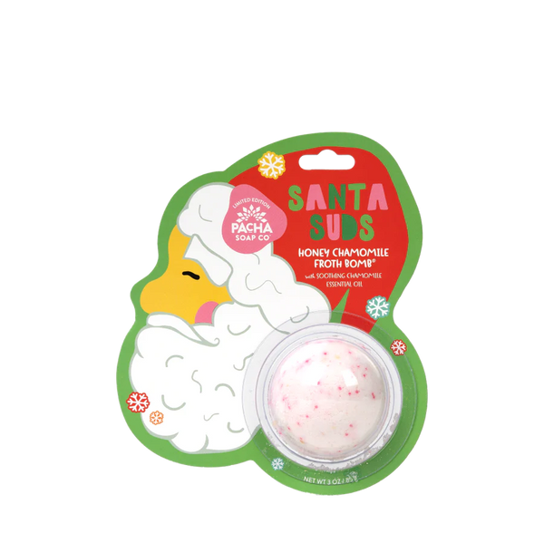Santa Suds | 3 oz. | Christmas Bath Bomb Card | Honey Chamomile Froth Bomb | Soothing Chamomile Essential Oil | Soothing and Relaxing | Made in Nebraska | Vitamin Rich | Made With Naturally Derived Ingredients | Makes A Great Stocking Stuffer