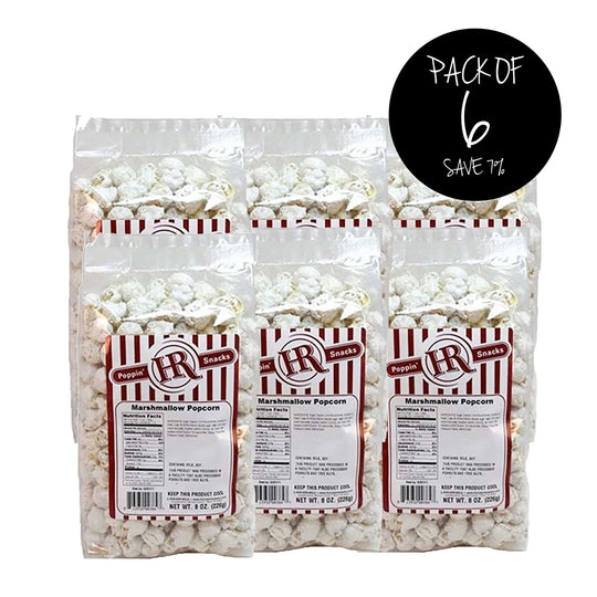 White Marshmallow Popcorn | Pack of 6 | Party Popcorn | Made in Small Batches | Popped Popcorn Snack| Ready to Eat