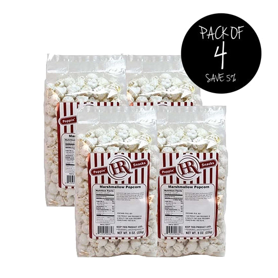 White Marshmallow Popcorn | Pack of 4 | Party Popcorn | Made in Small Batches | Popped Popcorn Snack| Ready to Eat