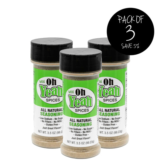 Oh Yeah Plus | Pack of 3 | 3.5 oz. Bottle | 12 All Natural Herbs and Spices | Low Sodium | Sugar Free |  Steak, Chicken, Or Veggie Seasoning | Adds Richness to All Meals | No MSG or GMO | Healthy Spice Alternative | Nebraska-Made Seasoning