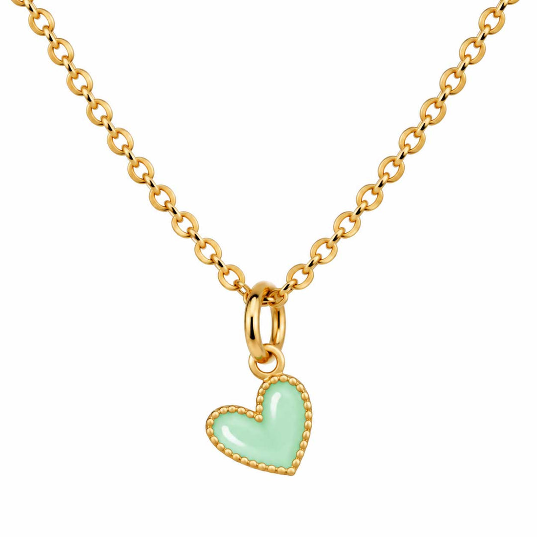 mint enamel heart necklace