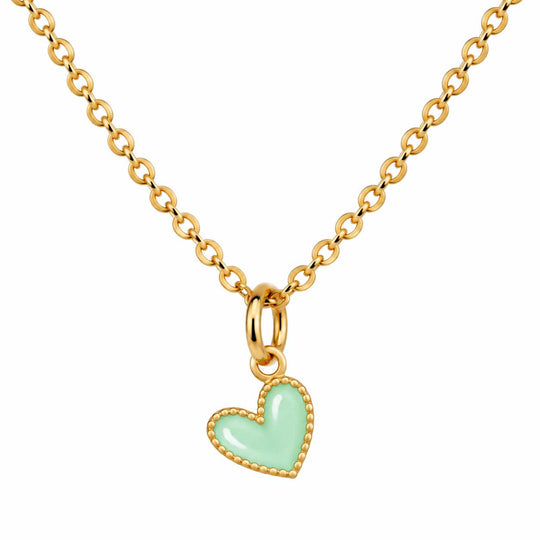 mint enamel heart necklace