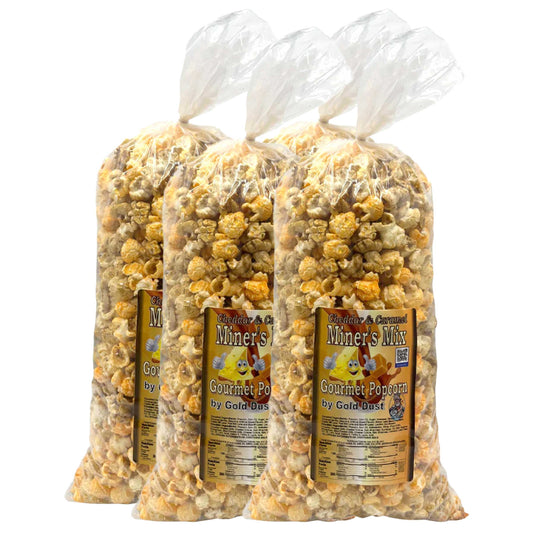Miner's Mix Caramel & Cheese Popcorn Mix | Pack of 4 | 7 oz | Non-GMO | Gold Dust Kettle Corn