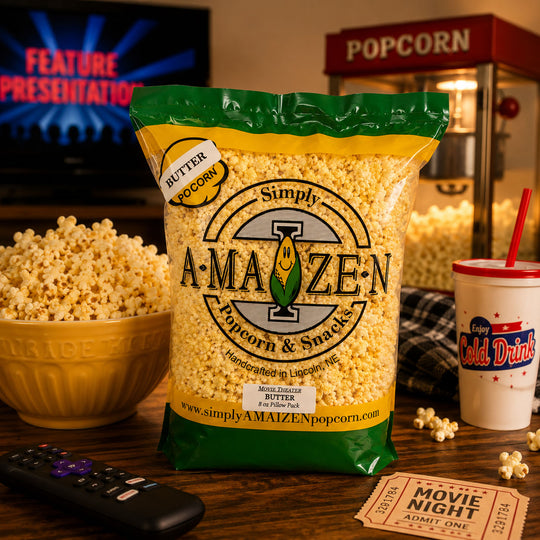 Simply Amaizen Butter Popcorn at movie night