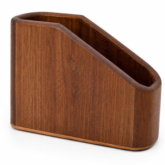 Wooden napkin holder on a white background