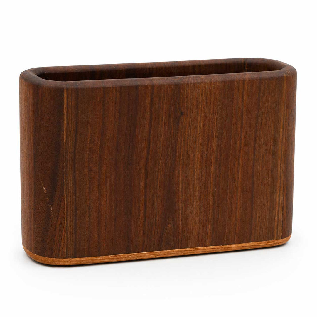 Wooden napkin holder on a white background