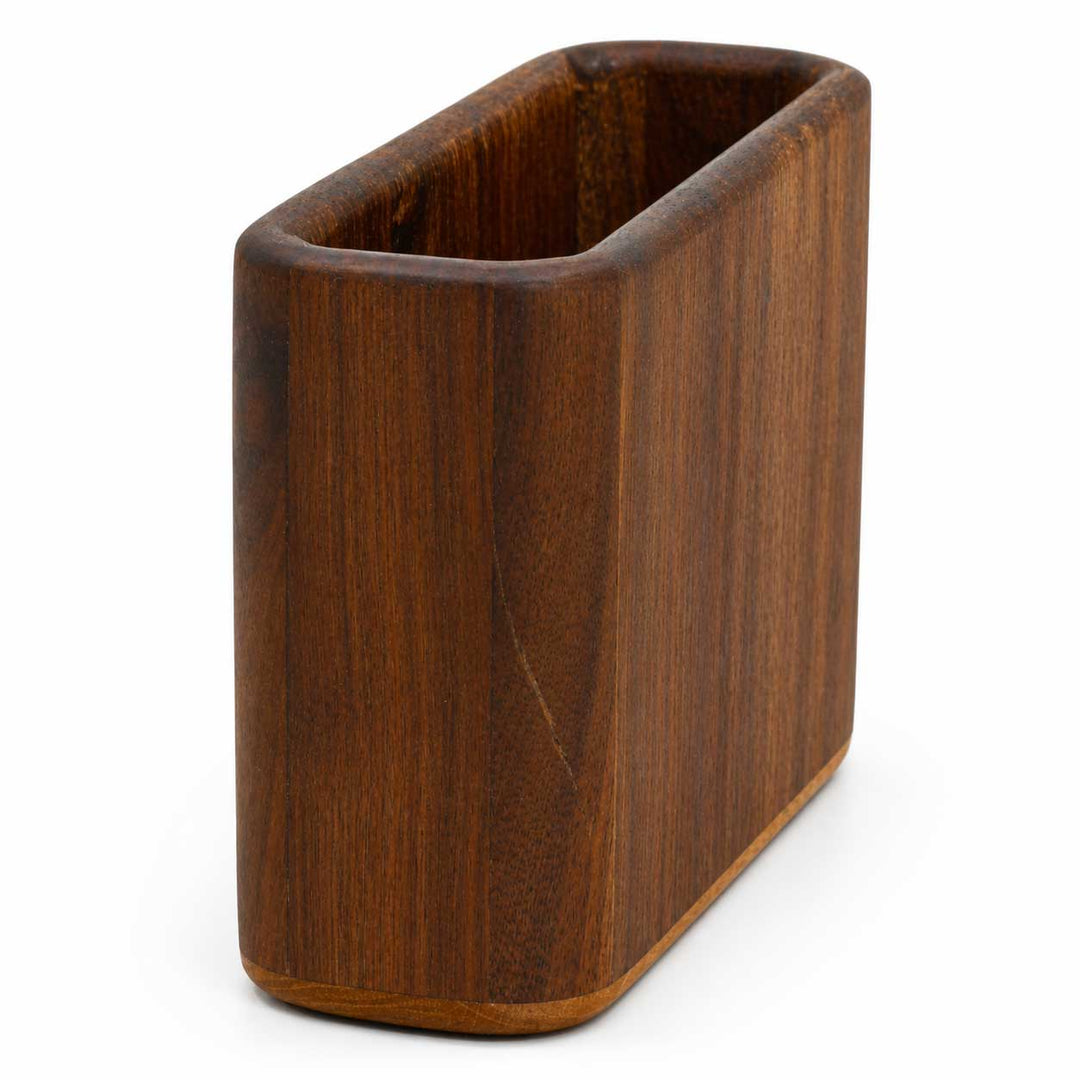 Wooden napkin holder on a white background
