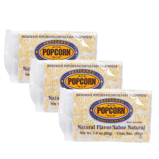 All Natural Flavored Microwave Popcorn | Pack of 3 | 3 oz | Preferred Popcorn
