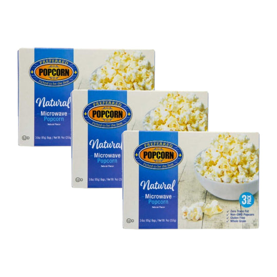 All Natural Flavored Microwave Popcorn | Pack of 3 Boxes | Preferred Popcorn