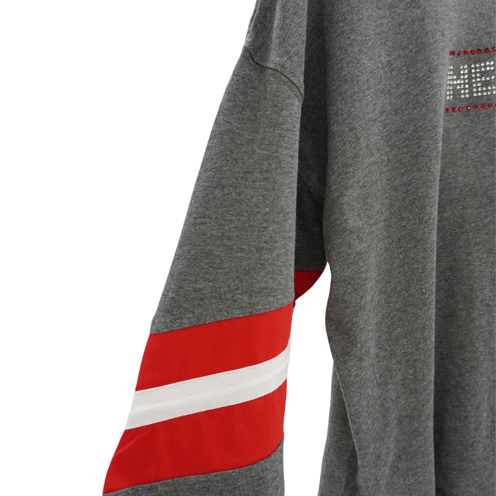 Gray Nebraska Long Sleeve Shirt with Red & White Striped Sleeves | Multiple Sizes | Nature Find & Designs