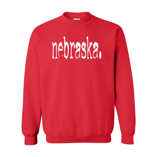 Nebraska. Crew Neck Sweatshirt | Red | Pretty & Fabulous