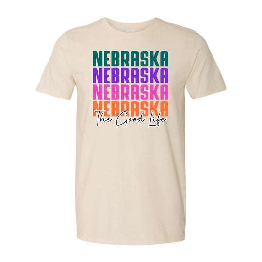 Nebraska The Good Life T-Shirt  | Cream | Pretty & Fabulous