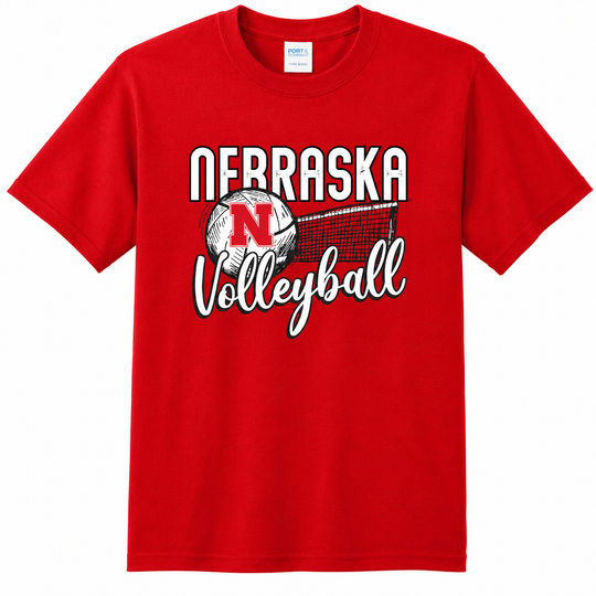 Nebraska Volleyball Youth T-Shirt | Red | Multiple Sizes | Lou's Sporting Goods | 25N15YBT
