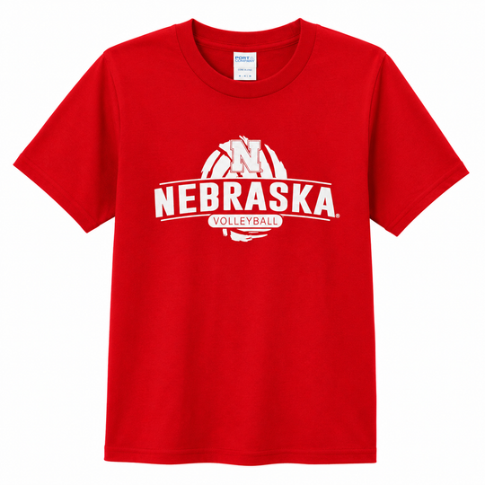 Youth Nebraska Volleyball T-Shirt | Red | Multiple Sizes | Lou's Sporting Goods | 25N7YBT