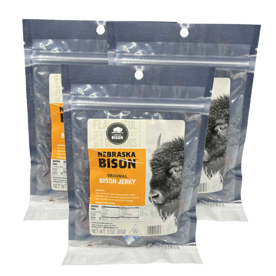 Bison Original Jerky | Original Flavor | 3 oz | Pack of 3 | Nebraska Bison