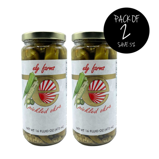 Pickled Okra | Harvested in the USA | Hint of Spice | 12 oz. | 2 Pack | Blend of Garlic Sweetness | Ely Farms | Made in Grafton, NE