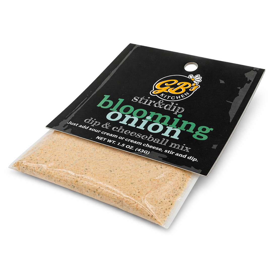 G&G Kitchen blooming onion dip & cheeseball mix packaging on a white background