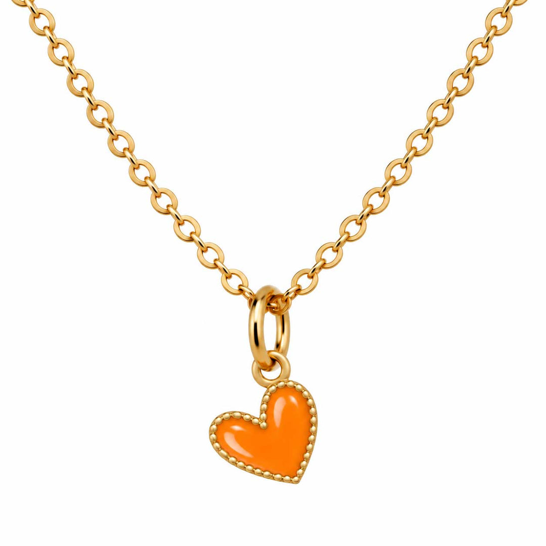 orange enamel heart necklace