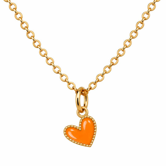 orange enamel heart necklace