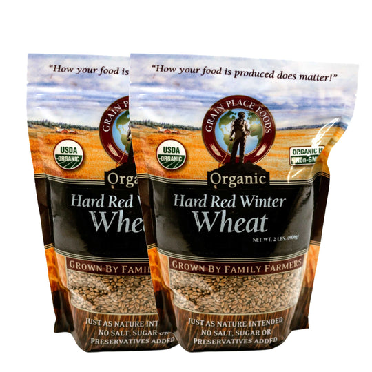 Organic Hard Red Winter Wheat | Pack of 2 | 2 lb | Non-GMO | Grain Place Foods
