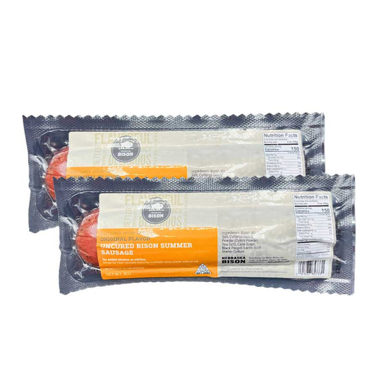 Original Bison Summer Sausage | Pack of 2 | 7-8 oz | Nebraska Bison
