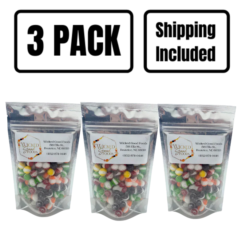 Freeze Dried Candy | Frittles | Sour Or Original | Flavorful Rainbow Bites | 3 oz. Bag | Astronaut Snack | Light & Crisp | 3 Pack | Shipping Included