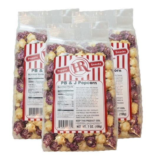 Peanut Butter & Jelly Popcorn | Pack of 3 | 7 oz | HR Poppin' Snacks