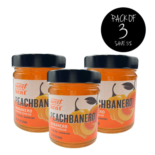 Peachbanero Pepper Spread | Pack of 3 | 9 oz. Jar | Peach Pepper Spread | Gluten Free | Spicy Fruit Jelly | Made in Blair, NE | Chili Dawg's Foods of Fire