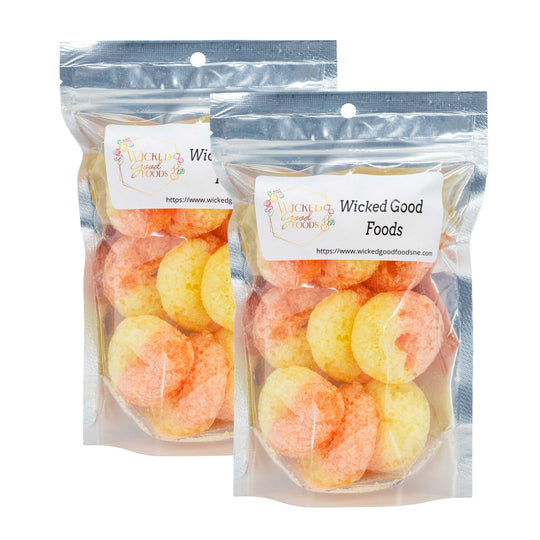 Freeze Dried Peach Rings | Pack of 2 | 1 oz | Wicked Good Foods