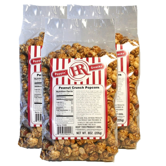 Peanut Crunch Popcorn | Pack of 3 | 8 oz | HR Poppin' Snacks
