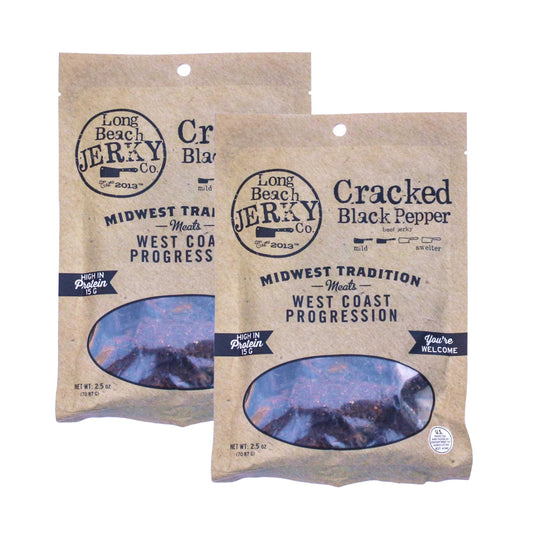 Cracked Black Pepper Beef Jerky | 2.5 oz | Pack of 2 | JVL Enterprises