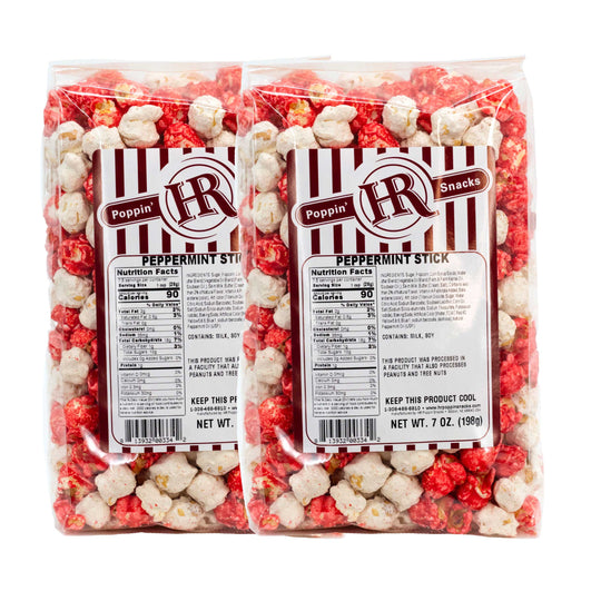 Peppermint Stick Popcorn | Pack of 2 | 7 oz | HR Poppin' Snacks