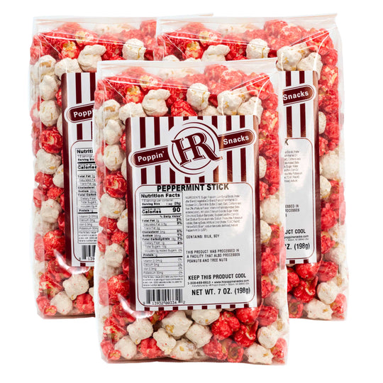 Peppermint Stick Popcorn | Pack of 3 | 7 oz | HR Poppin' Snacks