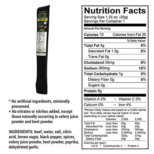 Black Pepper Beef Stick | 1.25 oz. | Irresistible Pepper Flavor | Lean, All Natural Angus Beef | Single Sourced Cattle | No Artificial Ingredients | Quick, High Protein Snack | Nebraska Beef | 6 Pack | Shipping Included