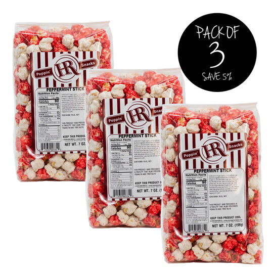 Peppermint Stick Popcorn | Pack of 3 | Made in Small Batches | Party Popcorn | Peppermint Flavored Popcorn | Perfect Snack For Peppermint Lovers | Fresh Burst of Flavor