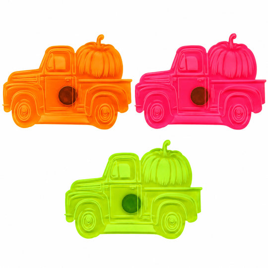 Pumpkin magnets in different colors.