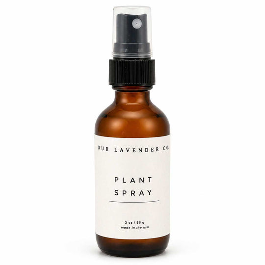 Brown spray bottle with a white label on a white background