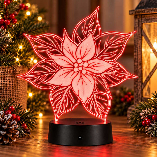 Pointsettia LED Plaque