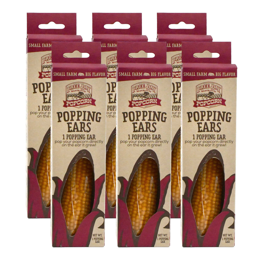 Popping Ear | Yellow Un-Popped Popcorn | Pack of 6 | Non-GMO | Free Day Popcorn