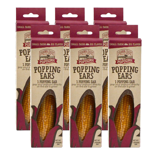 Popping Ear | Yellow Un-Popped Popcorn | Pack of 6 | Non-GMO | Free Day Popcorn