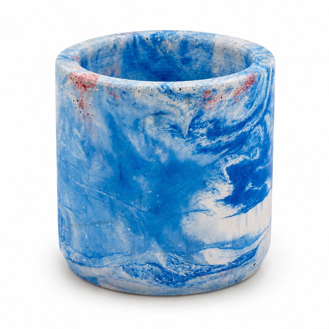 Blue concrete storage container