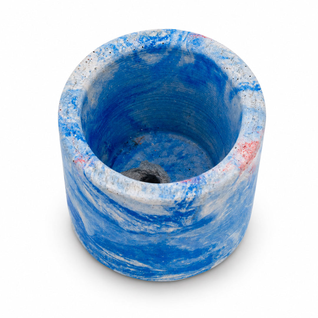 Blue concrete storage container