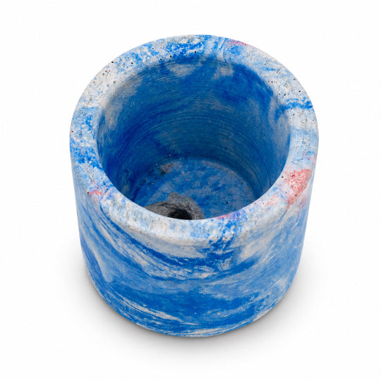 Blue concrete storage container