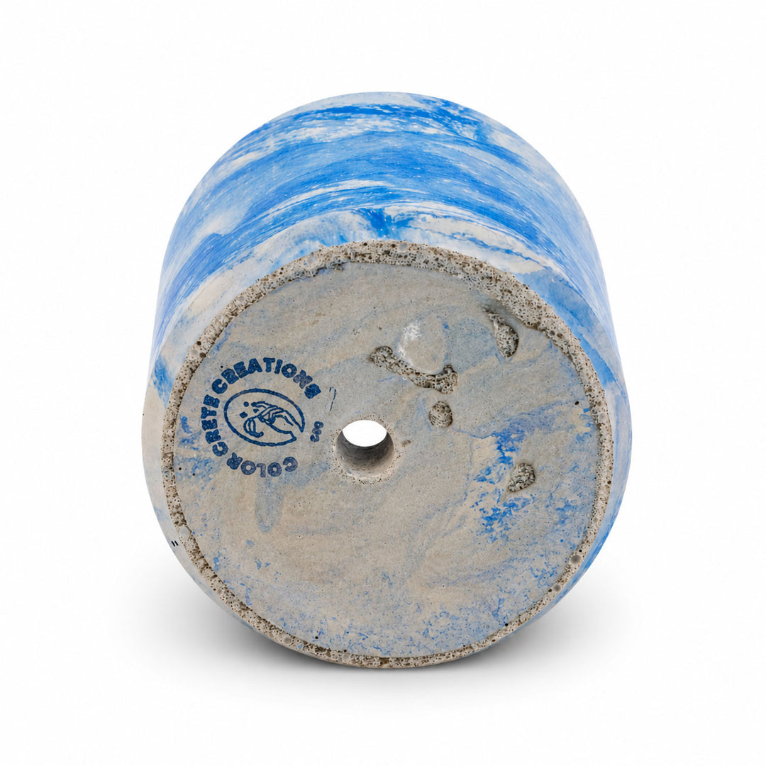 Blue concrete storage container
