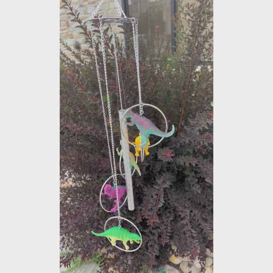 Video of the Dinosaurs Wind Chime Chiming In The Wind Outside